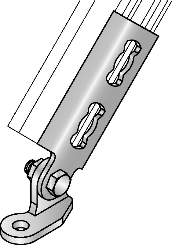 Conector de refuerzo de carril MQS-ACD Conector de abrazadera de carril premontado y galvanizado que ofrece mayor flexibilidad de instalación y carga en una amplia gama de aplicaciones sísmicas