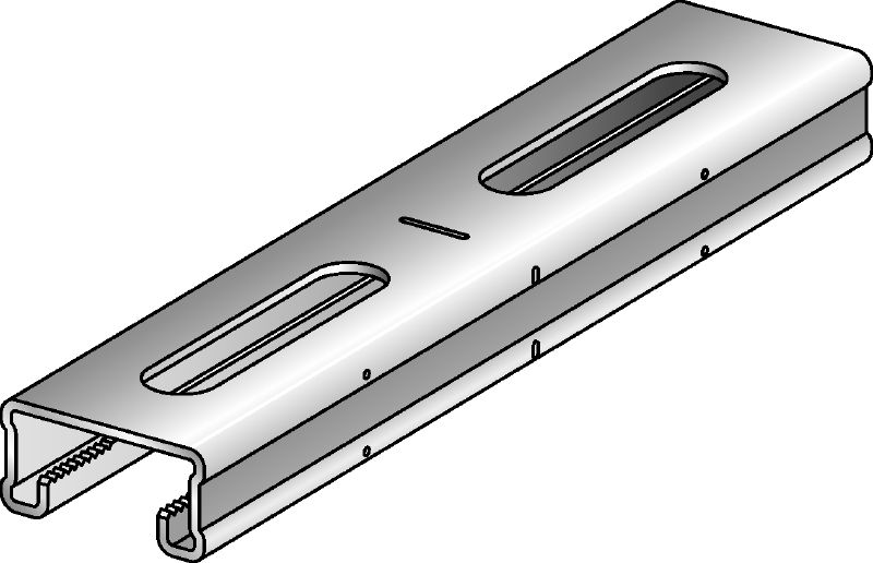 Carril MQ-21-R Carril de carga MQ de acero inoxidable (A4) y 21 mm de alto para aplicaciones ligeras