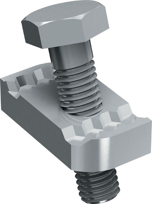 Refuerzo de varilla MT-S-RS Conector premontado para la fijación de carriles de carga alrededor de varillas roscadas para proporcionar soporte sísmico