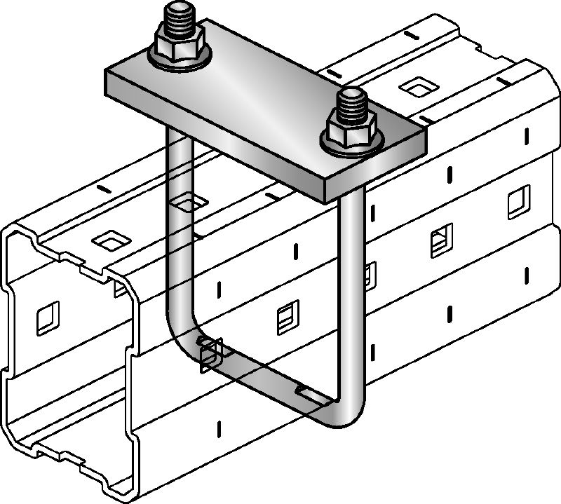 Accesorio para suspensión de tuberías MIC-SPH Accesorio galvanizado en caliente (HDG) para la fijación a vigas MI y el anclaje de tuberías suspendidas