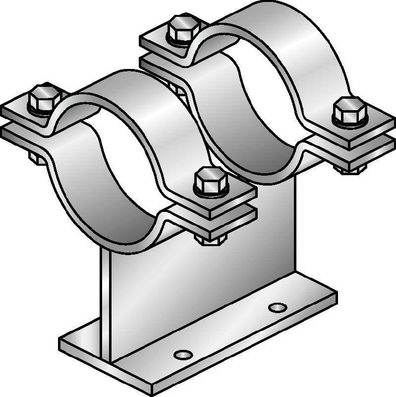 Placas deslizantes MI-PS 2/1 Placas deslizantes dobles galvanizadas en caliente (HDG) para la fijación de tuberías DN 25-300 a vigas MI en aplicaciones de carga pesada