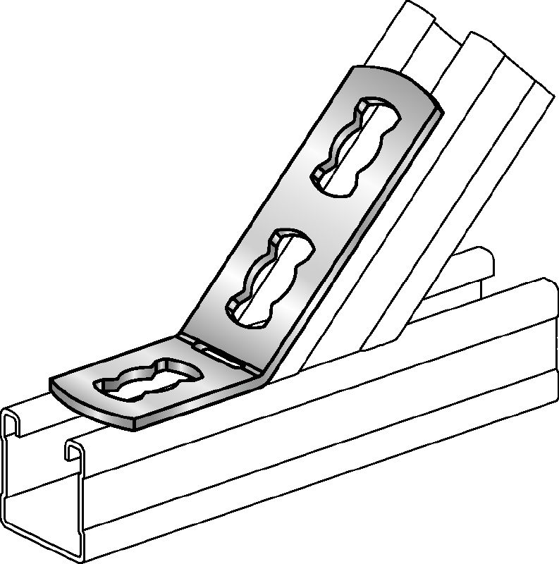 Soporte angular MQW-3/45 Ángulo galvanizado de 45 o 135 grados para la conexión de varios carriles de puntal MQ