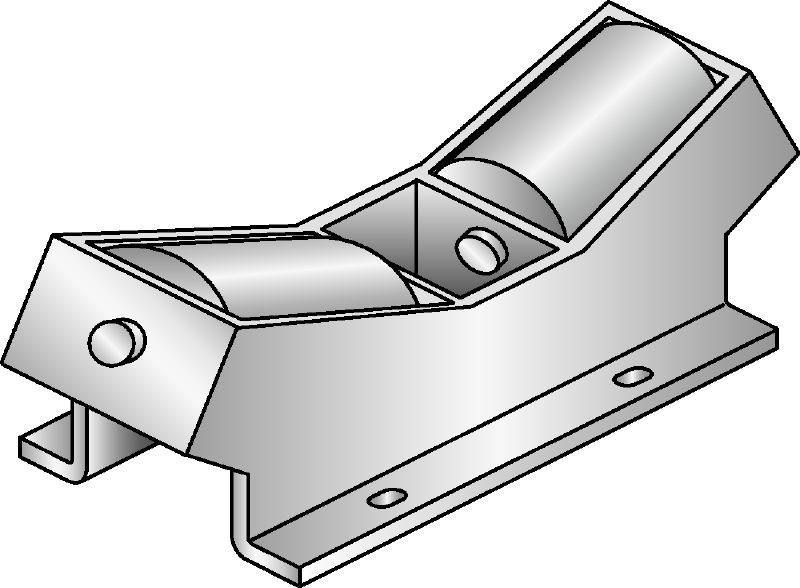 Rodillo de tuberías MI-DPR Conector galvanizado en caliente (HDG) que se fija a la viga MI para permitir la ampliación de instalaciones de tuberías en aplicaciones pesadas