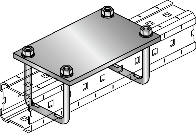 Conector de placa deslizante MIC-PA Conector galvanizado en caliente (HDG) para la fijación de zapatas para tuberías a vigas MI en aplicaciones pesadas