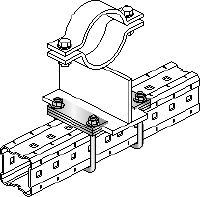 MIC-PS/MIC-PSP Conector galvanizado en caliente (HDG) para la fijación de zapatas para tuberías a vigas MI en aplicaciones pesadas con expansión