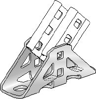 MC-CU OC-A Conector galvanizado en caliente (HDG) para la fijación de carriles de instalación MC-3D a una subestructura de concreto u otros carriles en exteriores, ya sea perpendicularmente o en ángulo Aplicaciones 1